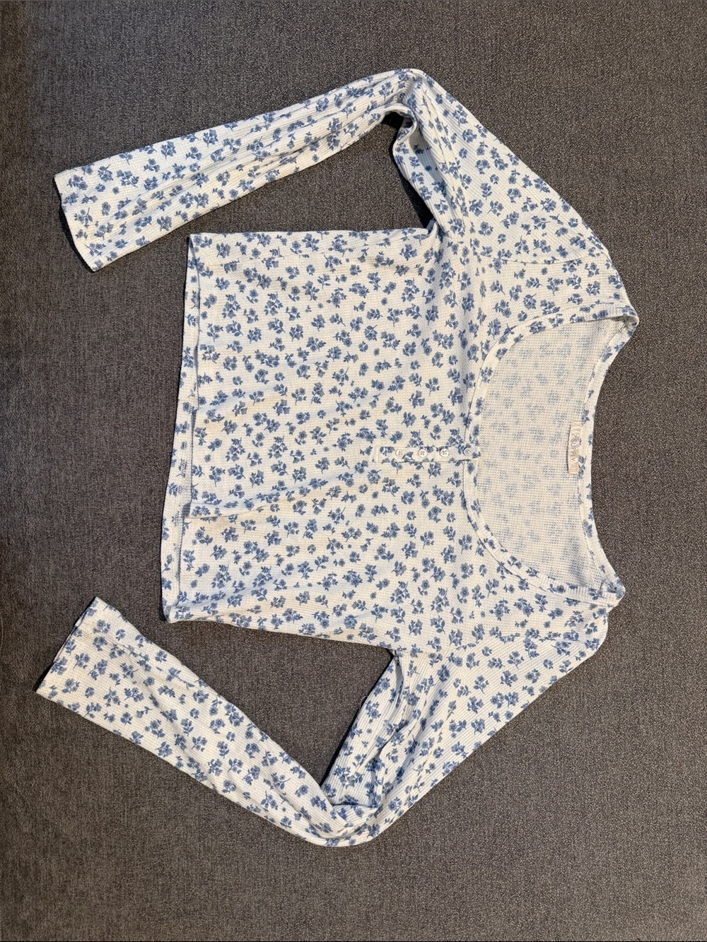 Z Supply Blue Floral Long Sleeve Scoop Neck Top